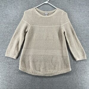 Chicos Sweater Women Size 0/Small Open Knit Winter Beige